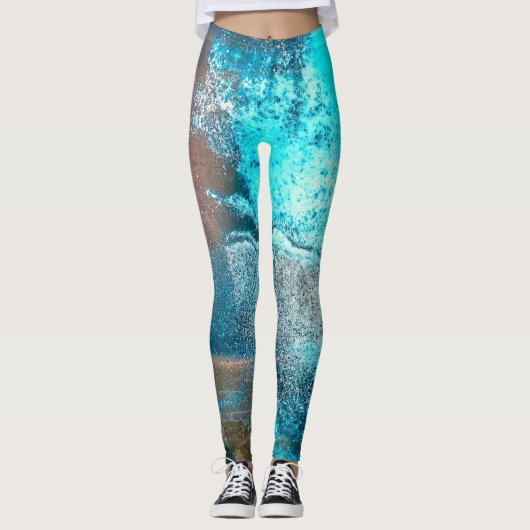 Leggings Peinture et rouille texturées turquoise Abstrait (Devant)