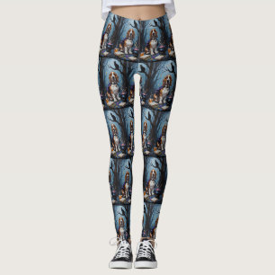 Leggings Peinture fantaisiste d'Halloween de chien Basset H