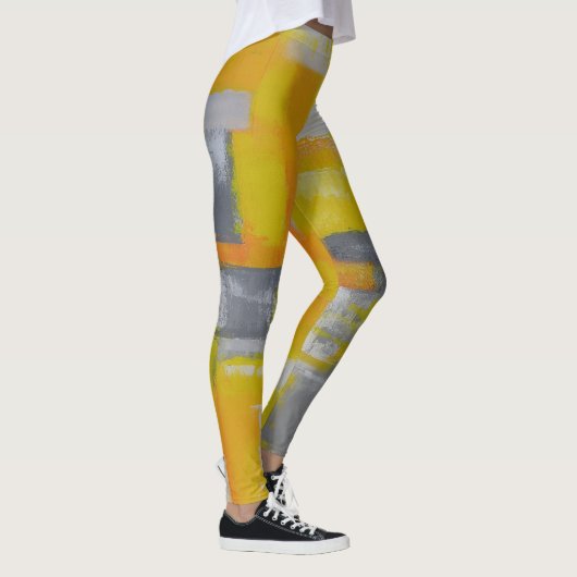 Leggings peinture gris jaune blanc abstrait (Droite)