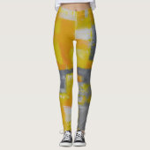Leggings peinture gris jaune blanc abstrait (Devant)