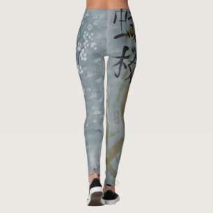 Leggings peinture grise du Japon du soleil de lune de