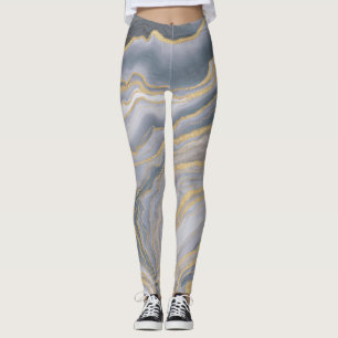 Leggings Peinture Liquide Gris Or Fluide