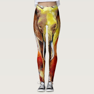 Leggings Peinture moderne à l'huile d'éléphant Abstraite