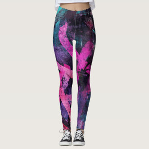 Leggings Peinture Murale de Rue avec Coulures Superposées &