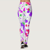 Leggings Peinture néon éclaboussée violet vert fuchsia (Dos)
