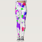 Leggings Peinture néon éclaboussée violet vert fuchsia (Devant)