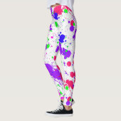Leggings Peinture néon éclaboussée violet vert fuchsia (Gauche)