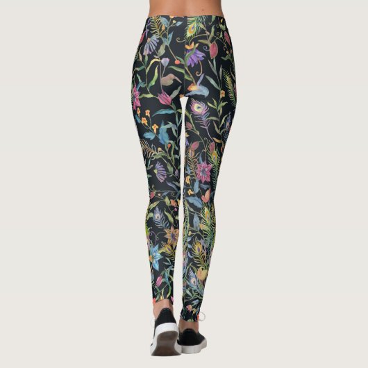 Leggings Peinture Peacock, Vins Floraux Boho Chic (Dos)