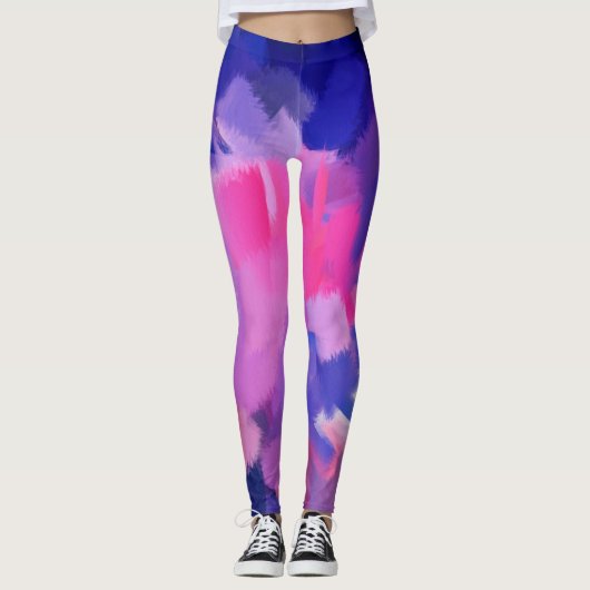 Leggings Peinture rose et bleu (Devant)