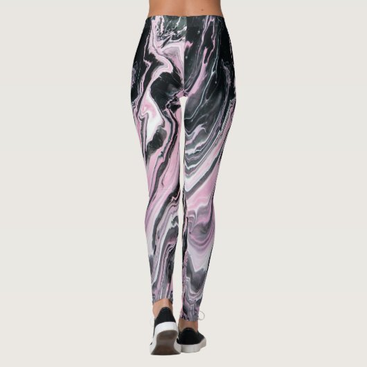 Leggings Peinture rose marbré noir (Dos)
