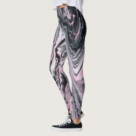 Leggings Peinture rose marbré noir (Gauche)