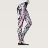 Leggings Peinture rose marbré noir (Droite)