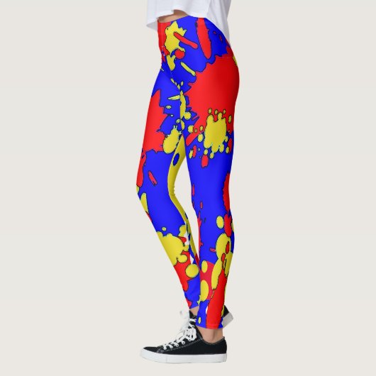 Leggings Peinture rouge bleu jaune Plafonds Legings Abstrai (Gauche)