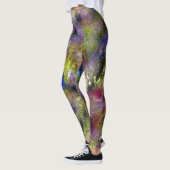 Leggings Peinture rouge jaune rayé sablé sur coton (Gauche)