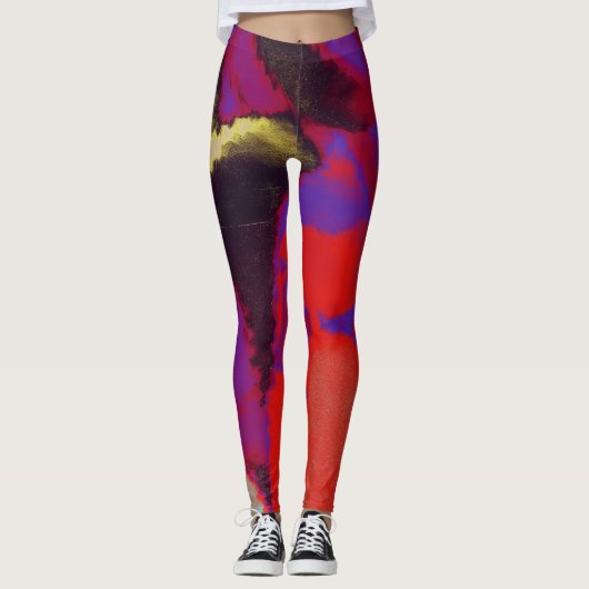 Leggings Peinture rouge violet (Devant)