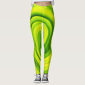 Leggings Peinture super Abstraite à la spirale verte (Devant)