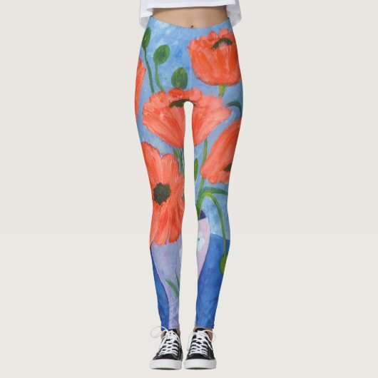 Leggings Peinture sur le pavot (Devant)