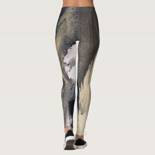 Leggings Peinture verte abstraite d'aquarelle (Dos)