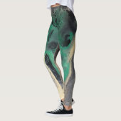 Leggings Peinture verte abstraite d'aquarelle (Gauche)