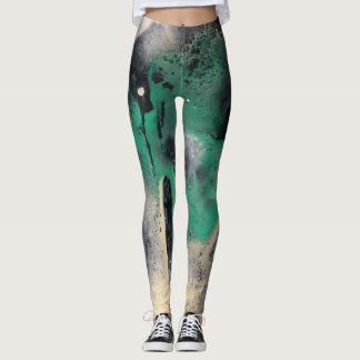 Leggings Peinture verte abstraite d'aquarelle