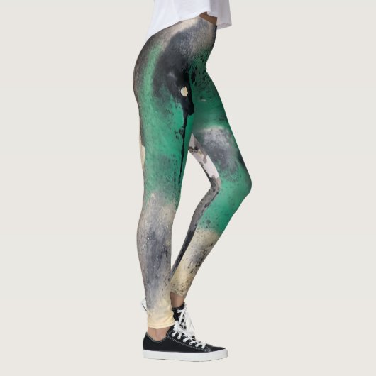 Leggings Peinture verte abstraite d'aquarelle (Droite)