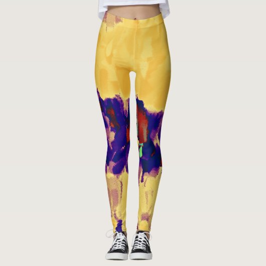 Leggings Peinture violet jaune (Devant)
