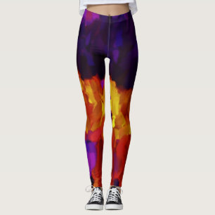Leggings Peinture violet jaune orange