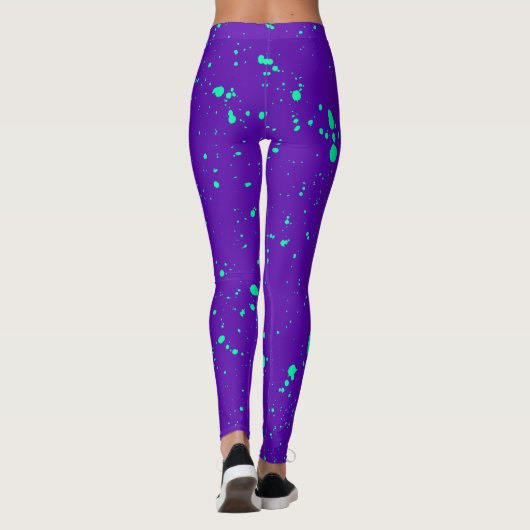 Leggings Peinture violet profond et vert néon (Dos)
