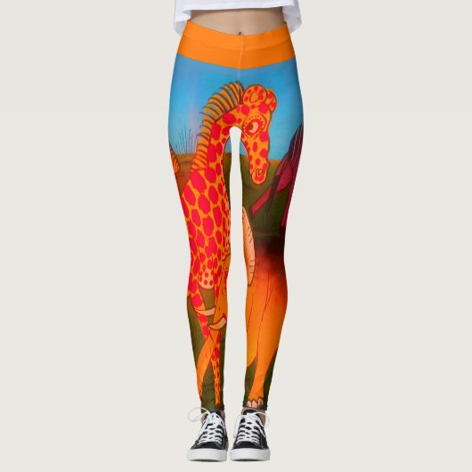 Leggings Peintures d'animaux sauvages de couleur adulte (Devant)