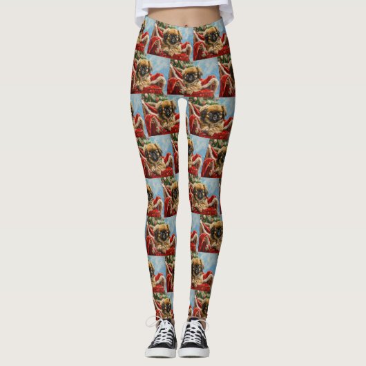 Leggings Pékinois Noël Festif (Devant)