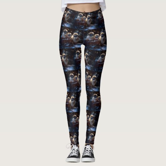 Leggings Pékinois période de fêtes de Noël (Devant)