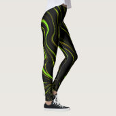 Leggings Pelouse dorée, vert ondulé longues traces sur fond (Droite)