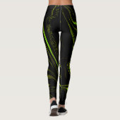 Leggings Pelouse dorée, vert ondulé longues traces sur fond (Dos)