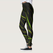 Leggings Pelouse dorée, vert ondulé longues traces sur fond (Gauche)
