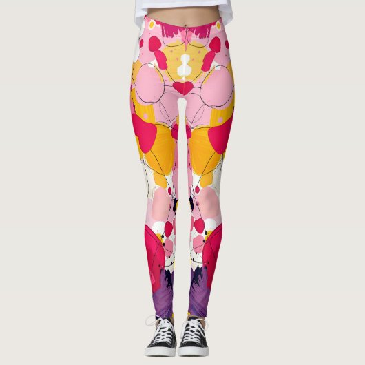 Leggings "Pensées d'amour aléatoires" - Abstrait coloré (Devant)