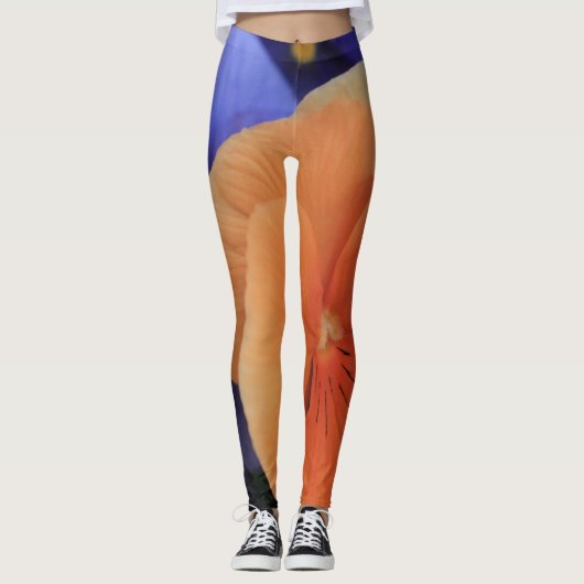 Leggings Pensées oranges et pourpres, photo florale 81, (Devant)