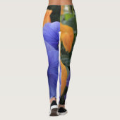 Leggings Pensées pourpres et oranges avec la photo florale (Dos)