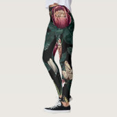 Leggings Peonies colorées : motif de grandes fleurs. (Gauche)