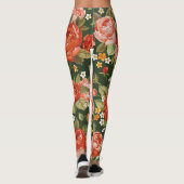 Leggings Peony Elegance : Papier peint Graphique Floral. (Dos)