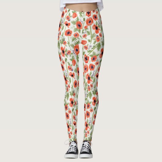 Leggings Pépites d'orange Aquarelle Motif Floral (Devant)