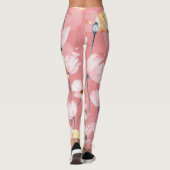 Leggings Pépites Pastel : Aquarelle Florale Sans Seamless. (Dos)