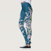 Leggings Pépites rose pâle sur Bleu foncé, Botanique, Flora (Gauche)