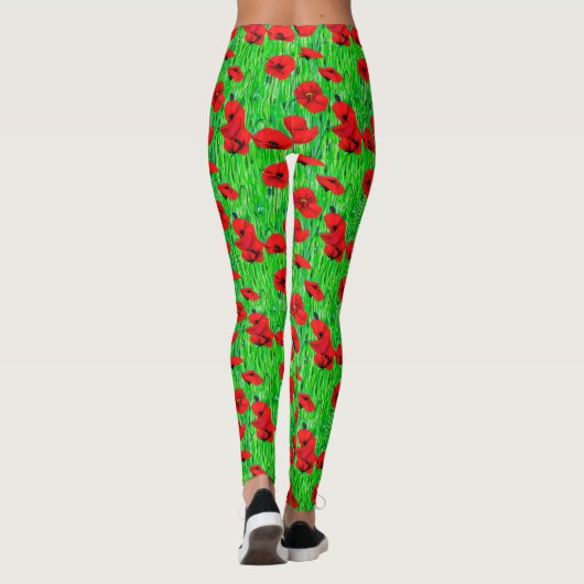 Leggings Pépites rouges dans un champ vert (Dos)