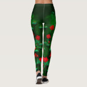 Leggings Pépites rouges et vertes, fleurs Modèles d'art flo (Dos)