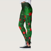Leggings Pépites rouges et vertes, fleurs Modèles d'art flo (Gauche)