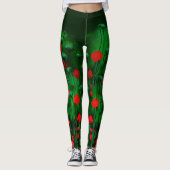 Leggings Pépites rouges et vertes, fleurs Modèles d'art flo (Devant)