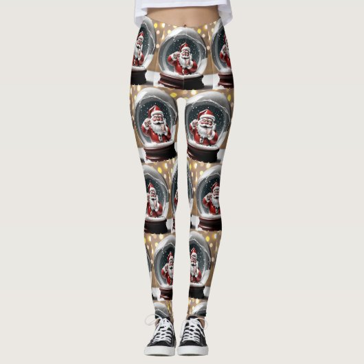 Leggings Père Noël coincé dans un Snow Globe Funny Christma (Devant)