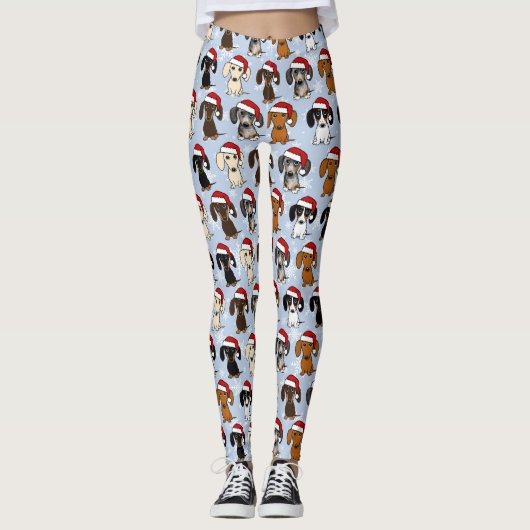 Leggings Père Noël Dachshunds mignon Chiens Wiener Noël (Devant)