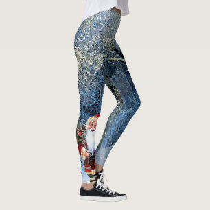 Leggings Père Noël Élégant Dans Snowy Woods hiver