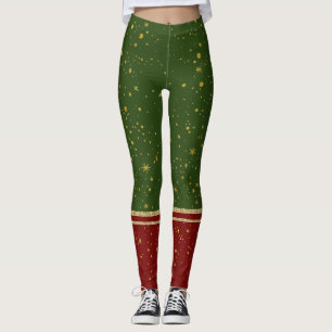 Leggings père Noël Elf Rouge et Vert Noël